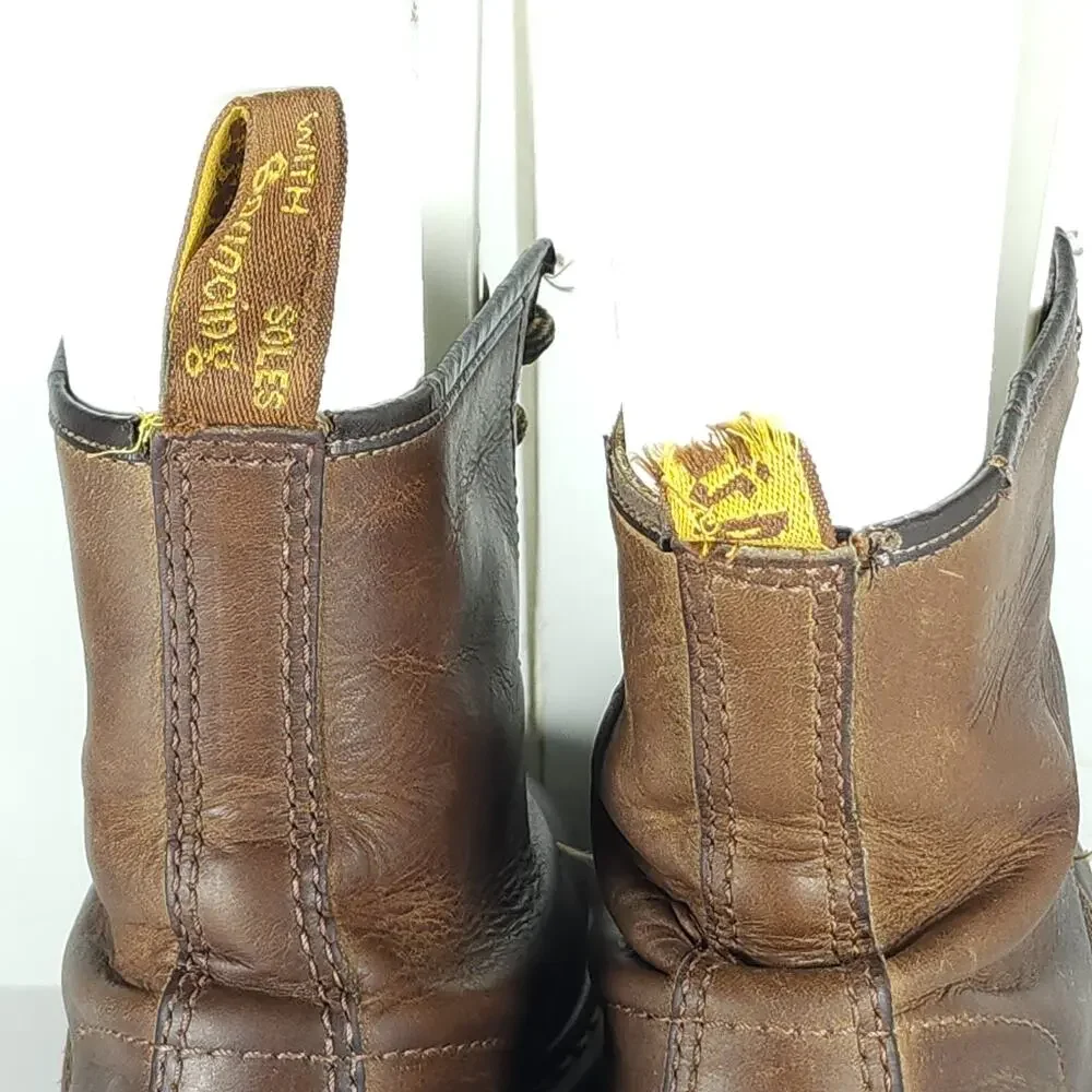Dr.Martens Vtg 90’s RARE M11 L12 UK10 Brown Leather Chunky Heels Ankle Boots